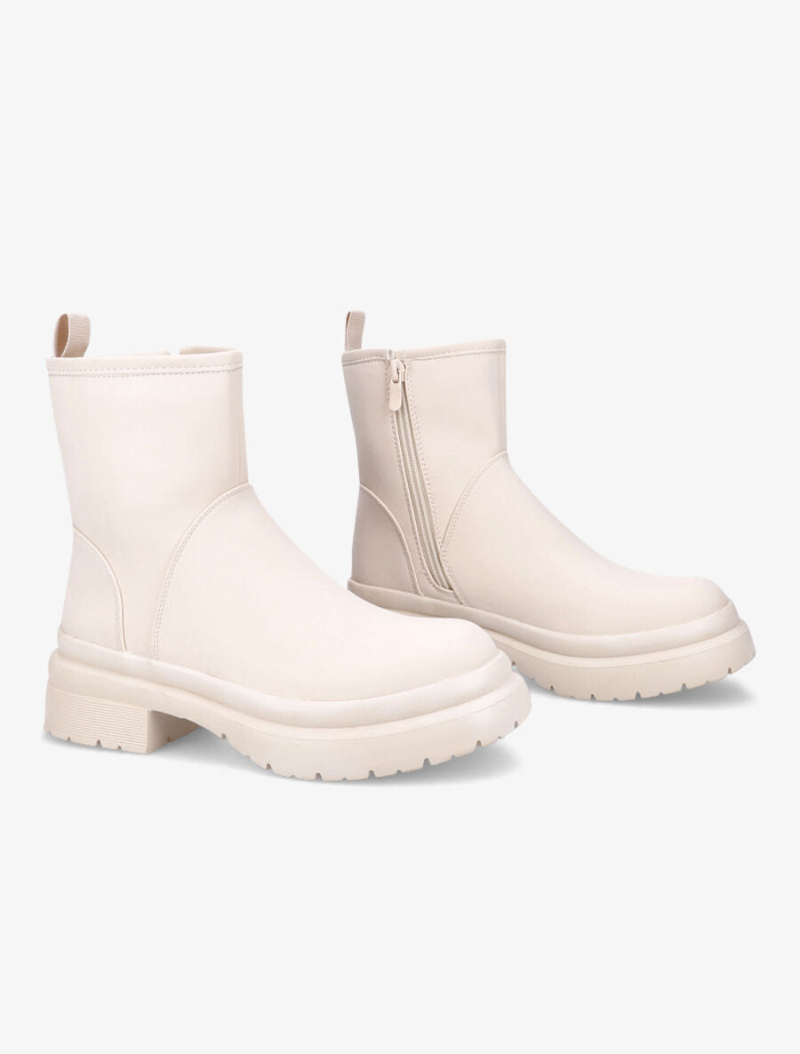 Bottines fourrées à zip - Beige - 4