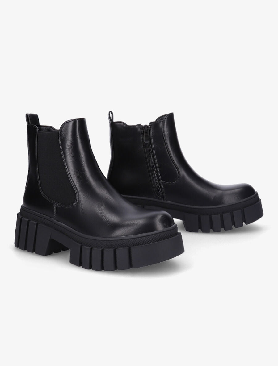Bottines à semelle plateforme crantée - Noir - 4