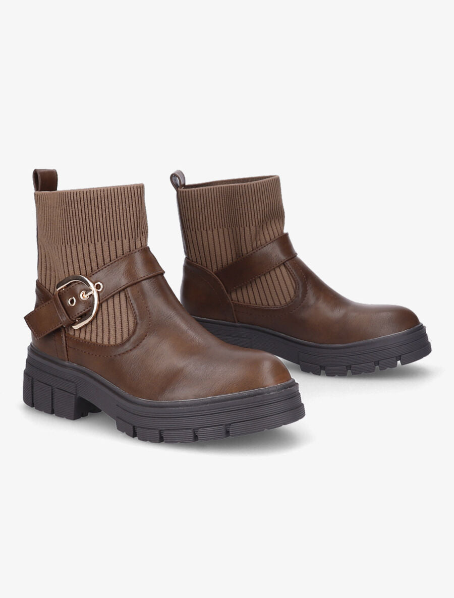 Bottines à ganses côtelées - Taupe foncé - 4