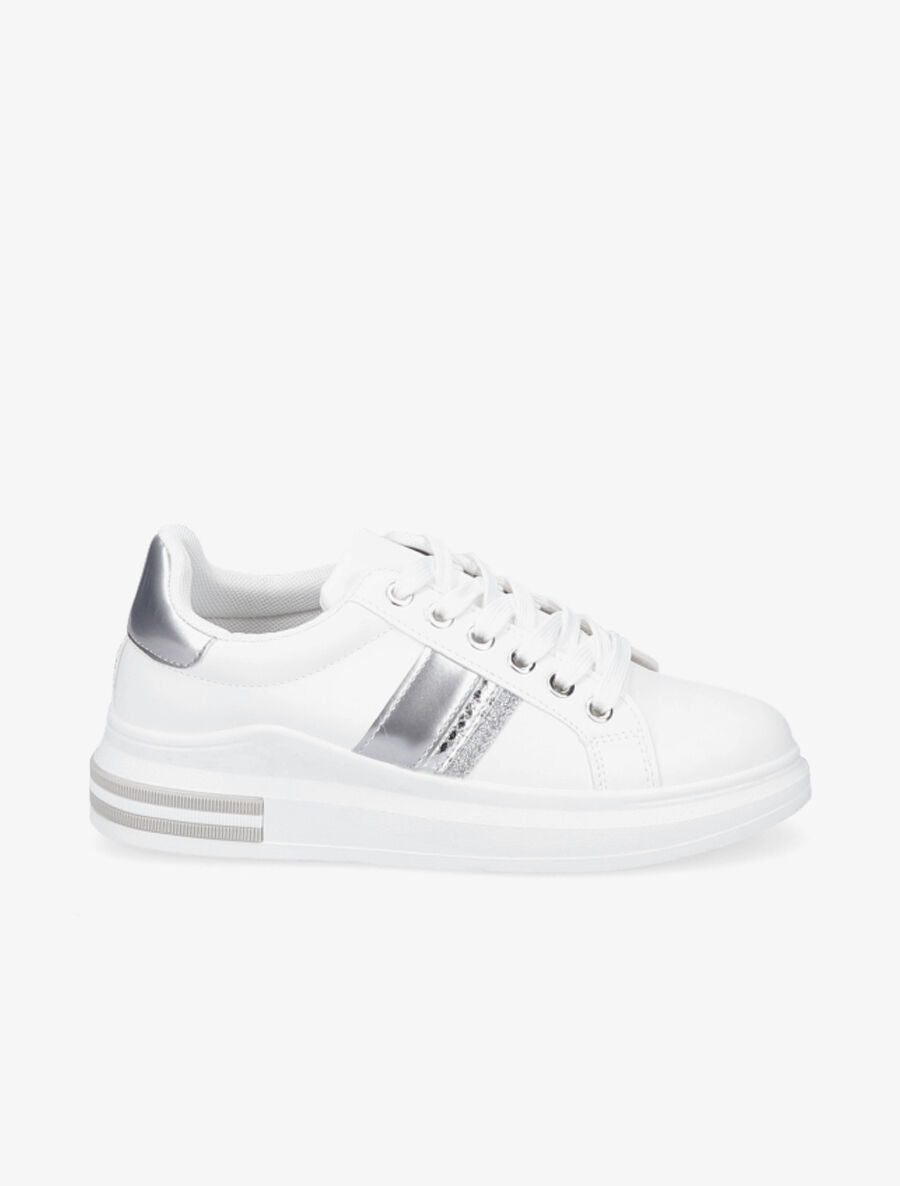 Tennis en simili à ornement pailleté - Blanc/argent - 5
