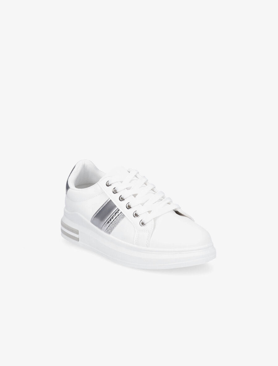 Tennis en simili à ornement pailleté - Blanc/argent - 2