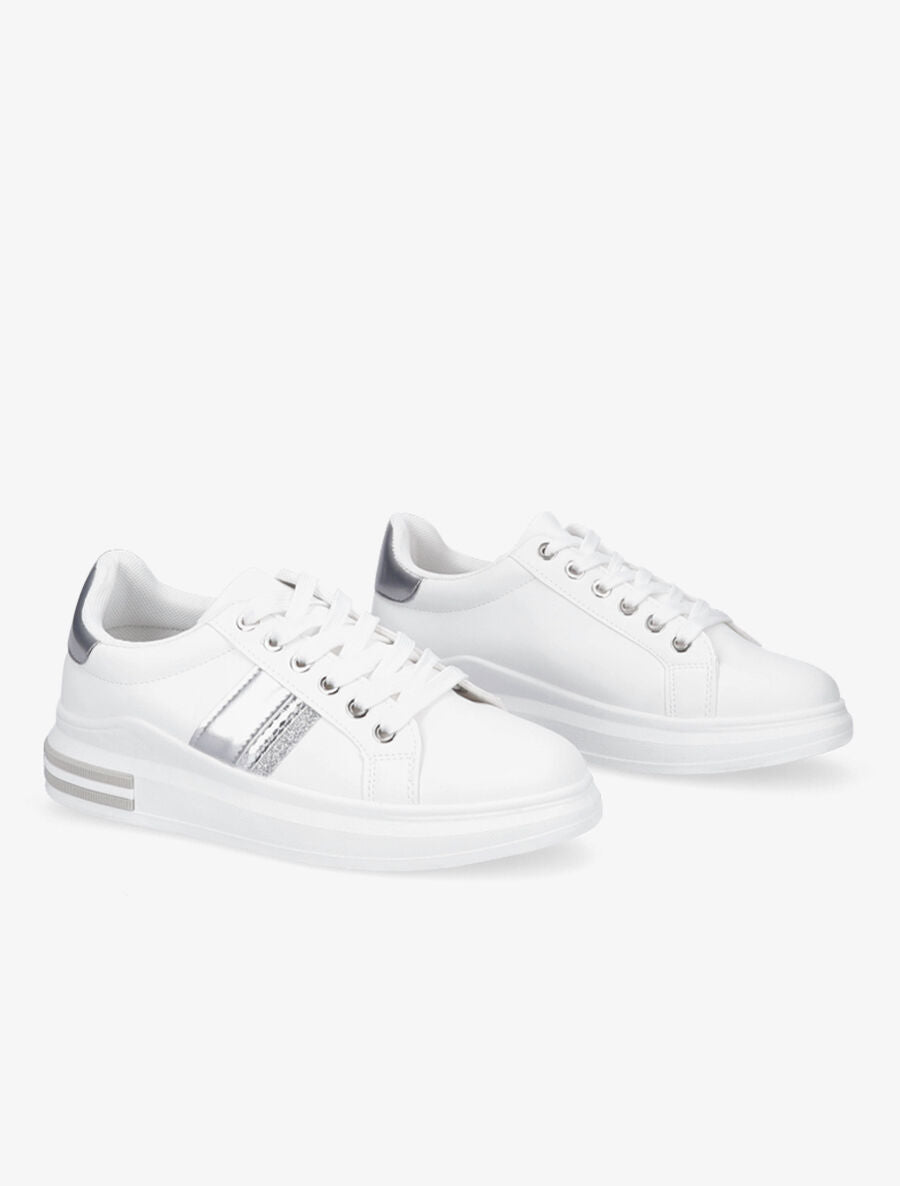 Tennis en simili à ornement pailleté - Blanc/argent - 4