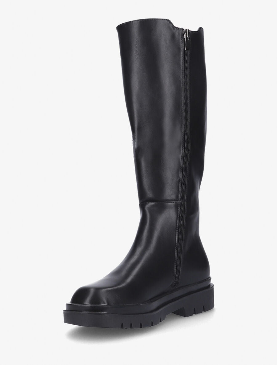 Bottes élastiquées en simili - Noir - 3