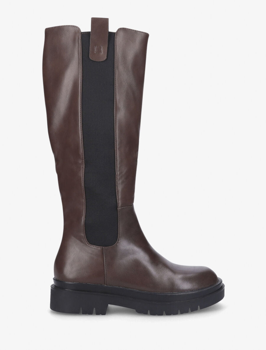 Bottes élastiquées en simili - Marron - 5