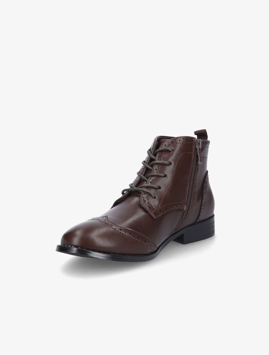 Bottines à lacets en simili - Marron - 3