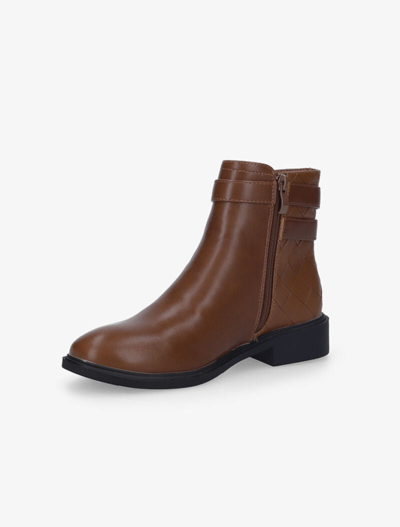 Boots effet osier tressé - Camel - 4