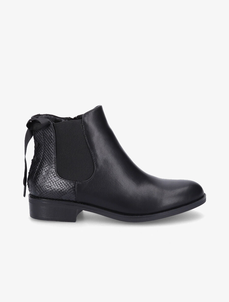 Bottines à contrefort corseté effet python - Noir - 1