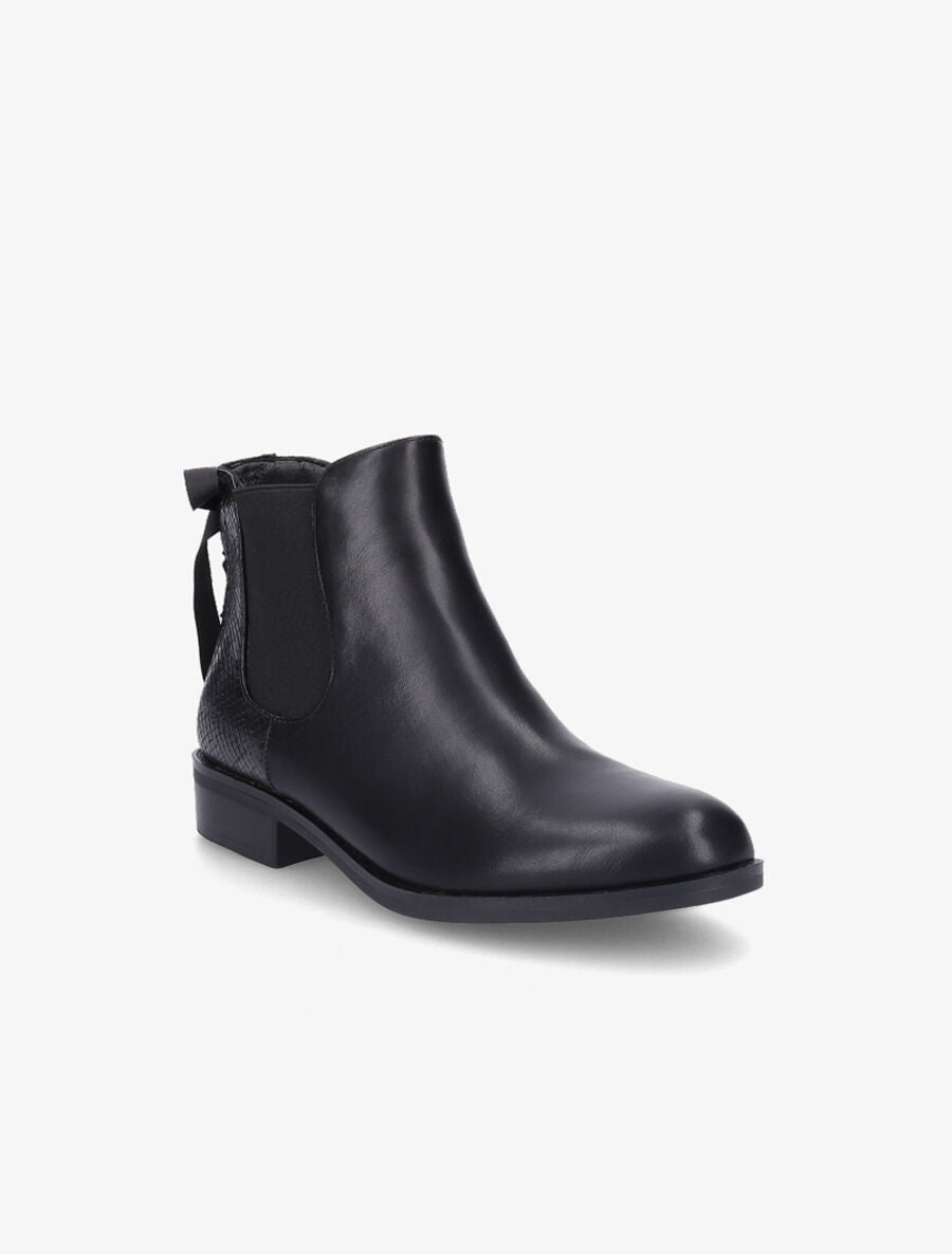 Bottines à contrefort corseté effet python - Noir - 2
