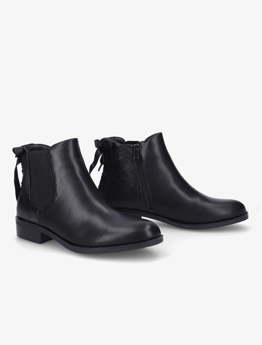 Bottines à contrefort corseté effet python - Noir - 4