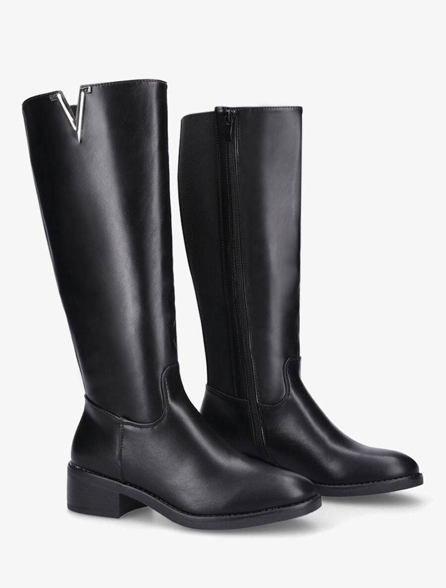 Bottes en simili à empiècement métallique - Noir - 4