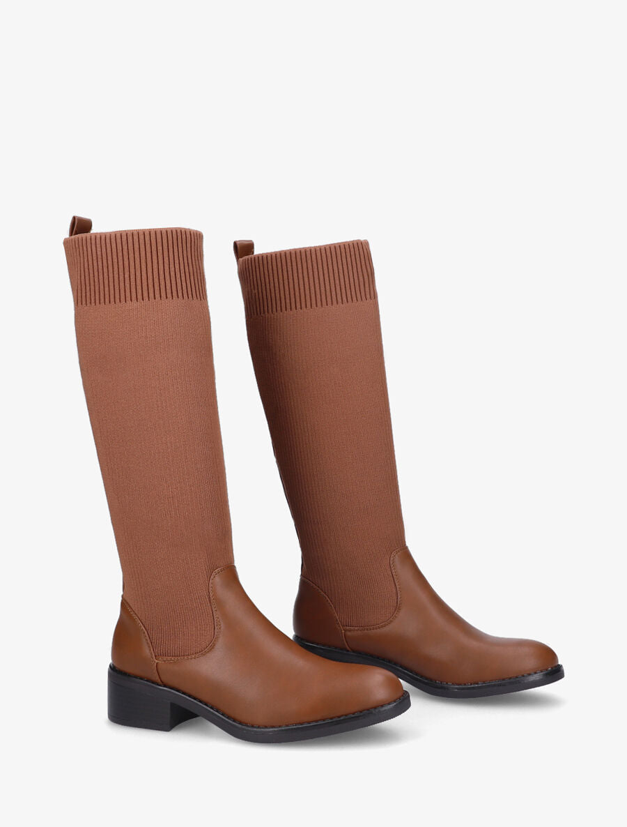 Bottes style chaussettes - Camel - 4