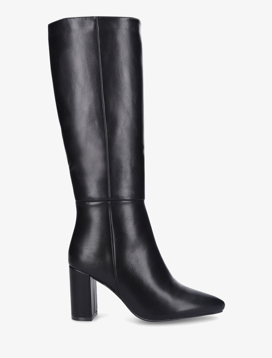 Bottes fourrées en simili à talon haut - Noir - 5