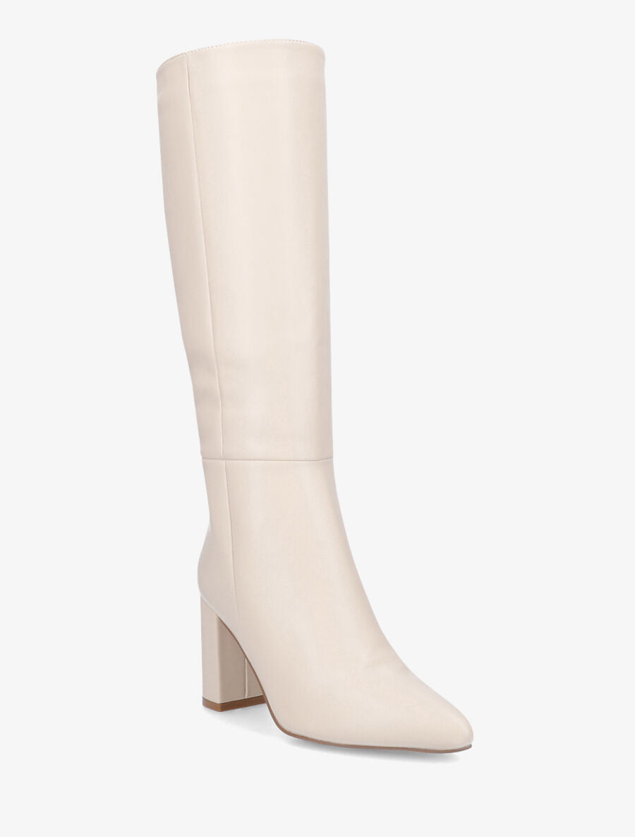 Bottes fourrées en simili à talon haut - Beige - 2
