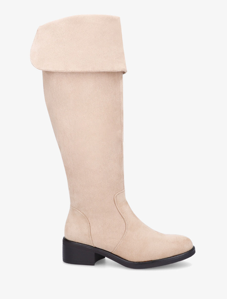 Bottes en suédine à talon - Beige - 6