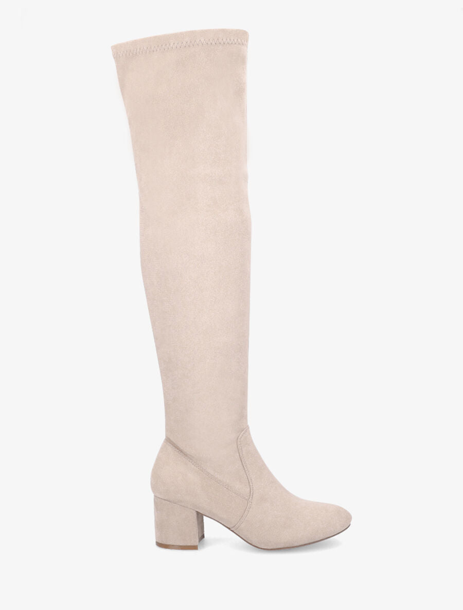 Cuissardes unies en suédine - Beige - 6