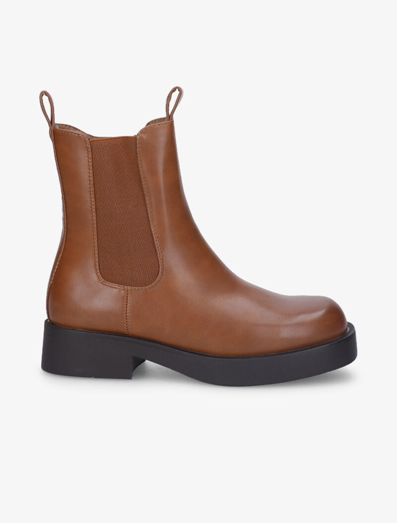 Boots montantes à côté élastiqué - Camel - 2
