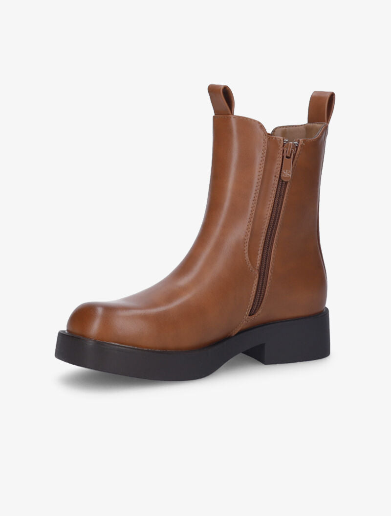 Boots montantes à côté élastiqué - Camel - 4
