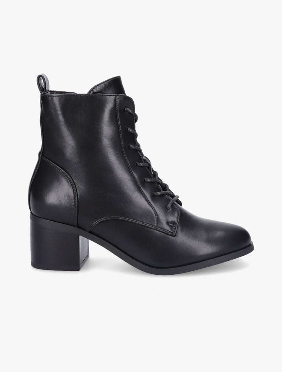 Bottines à lacets et contrefort sûrpiqué - Noir - 1