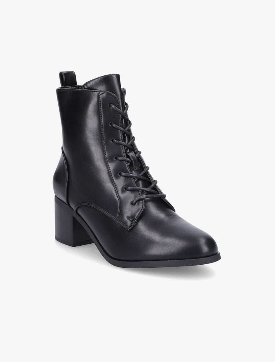 Bottines à lacets et contrefort sûrpiqué - Noir - 2