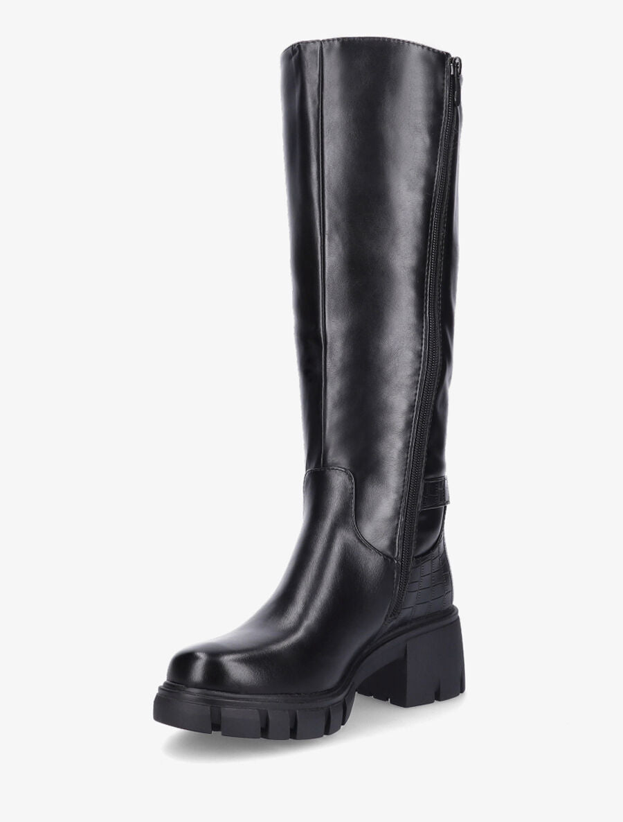 Bottes stretch à contrefort croco - Noir - 3