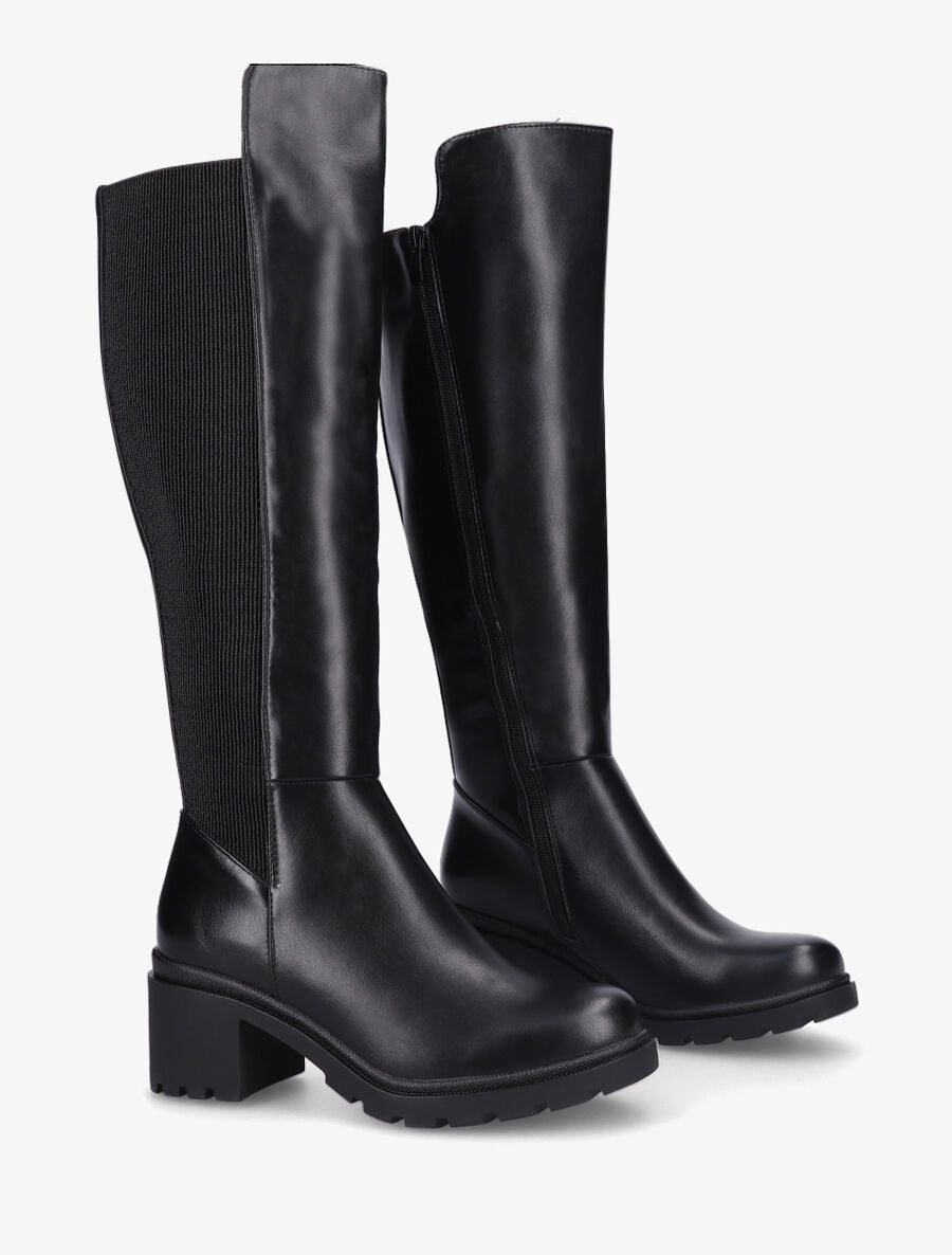 Bottes élastiquées à talon - Noir - 4