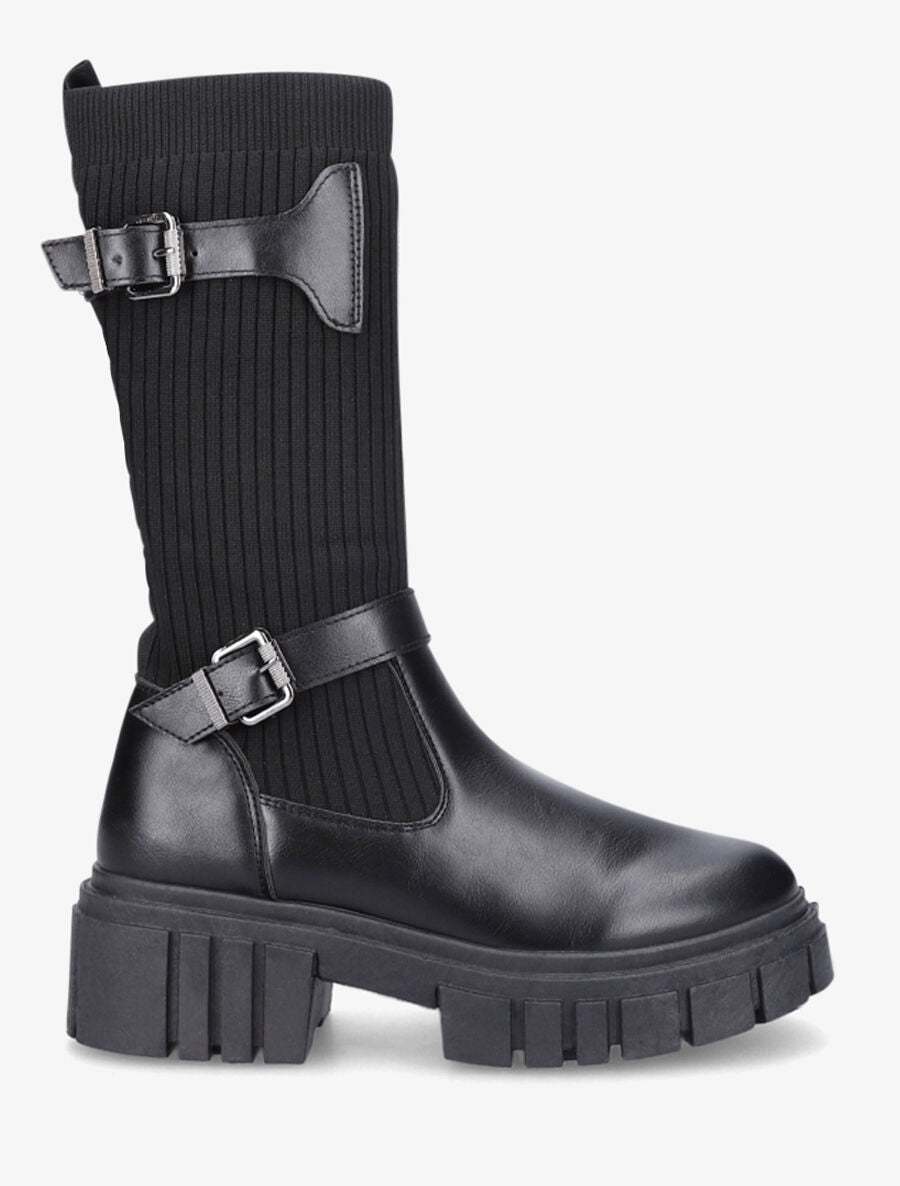 Boots chaussettes à double sangles - Noir - 5