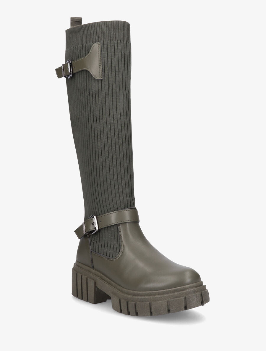 Bottes chaussettes à double sangles - Kaki - 2