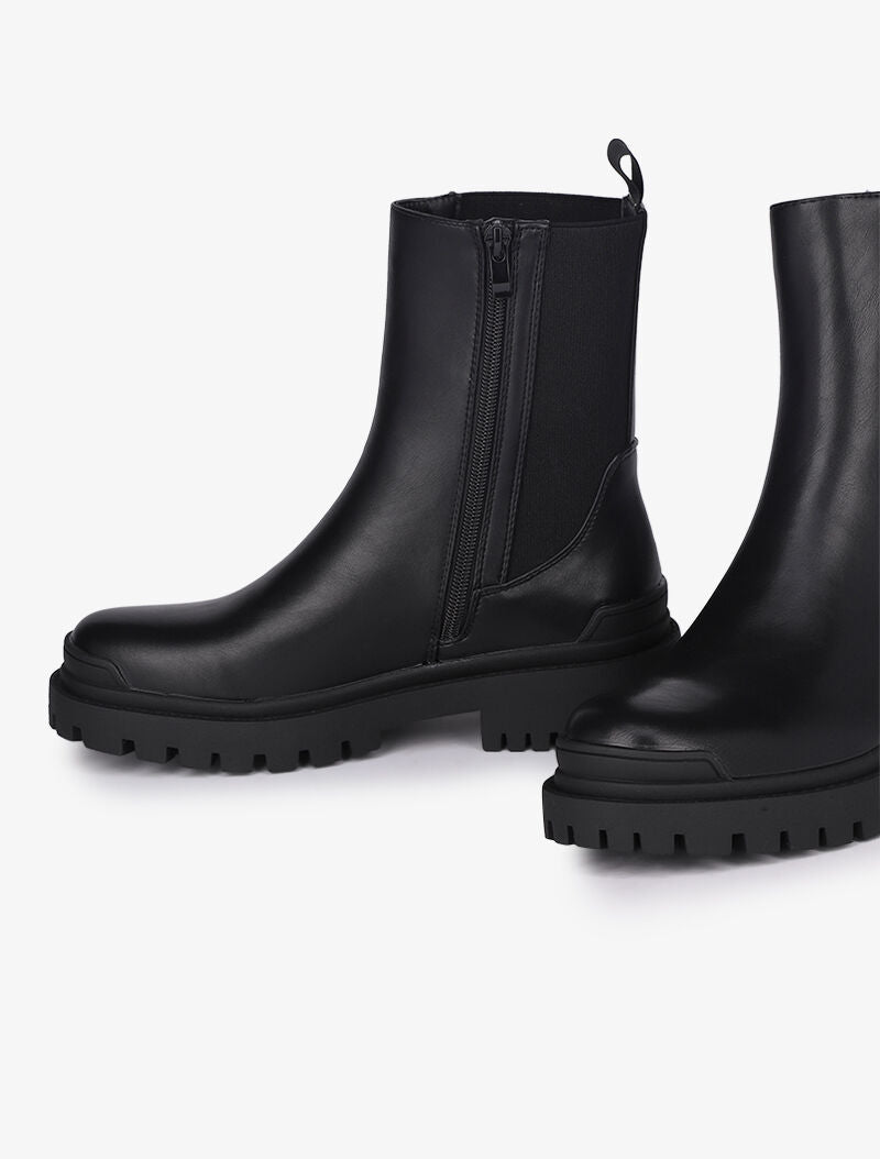 Boots montantes à ganse élastiquée - Noir - 1