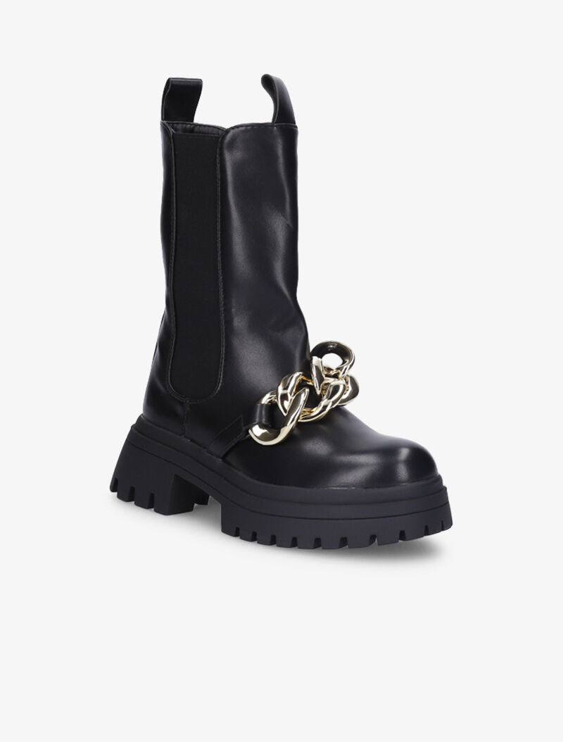 Boots montantes à maillons et ganse élastiquée - Noir - 3