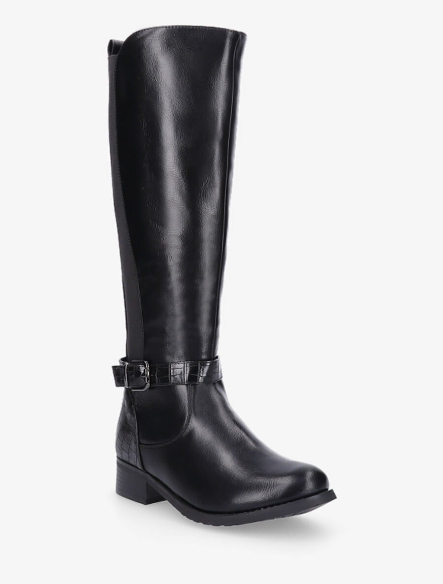 Bottes élastiquées effet croco - Noir - 2