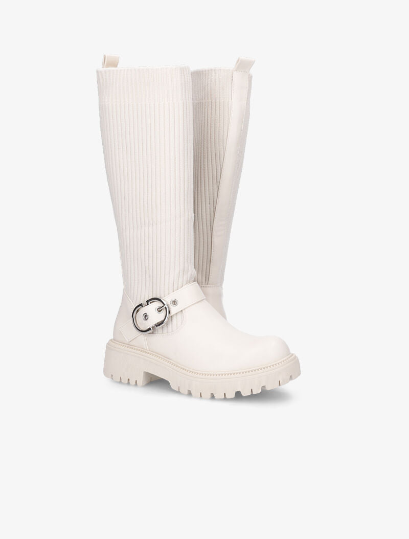 Bottes chaussettes à sangle - Beige clair - 1