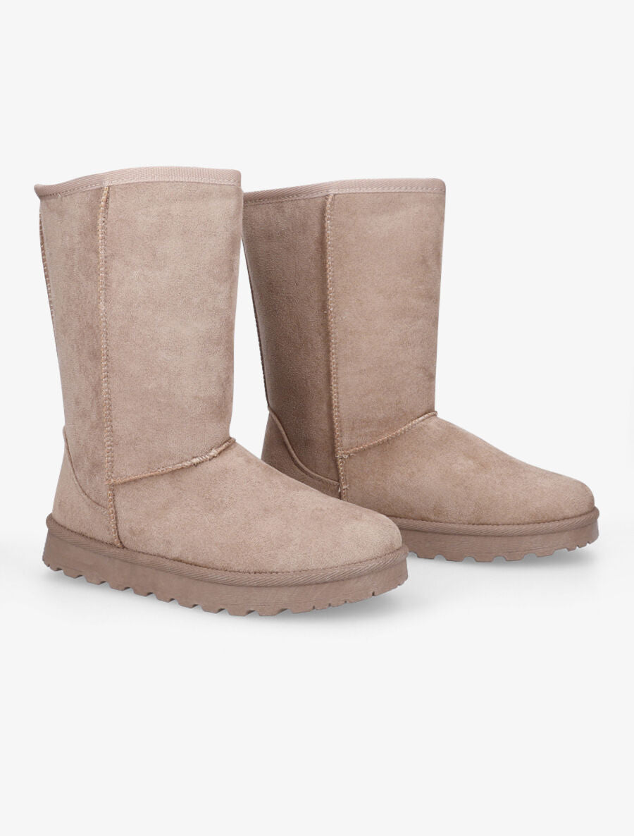 Boots fourrées montantes en suédine - Taupe - 4