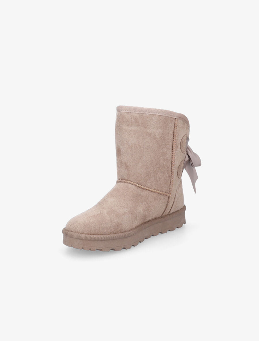 Boots fourrées à chevilles à noeud - Taupe - 3