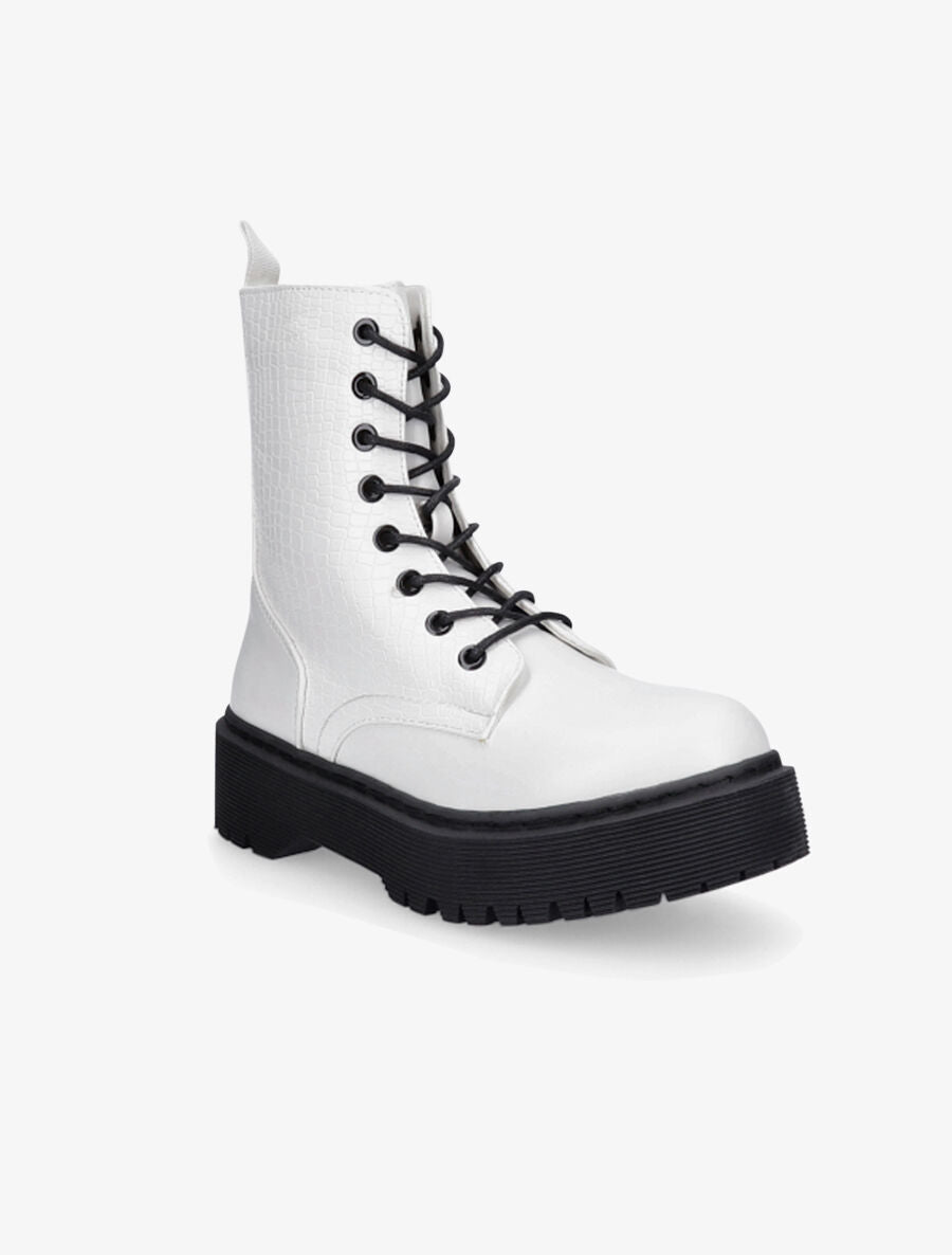Boots montantes effet croco - Blanc - 2