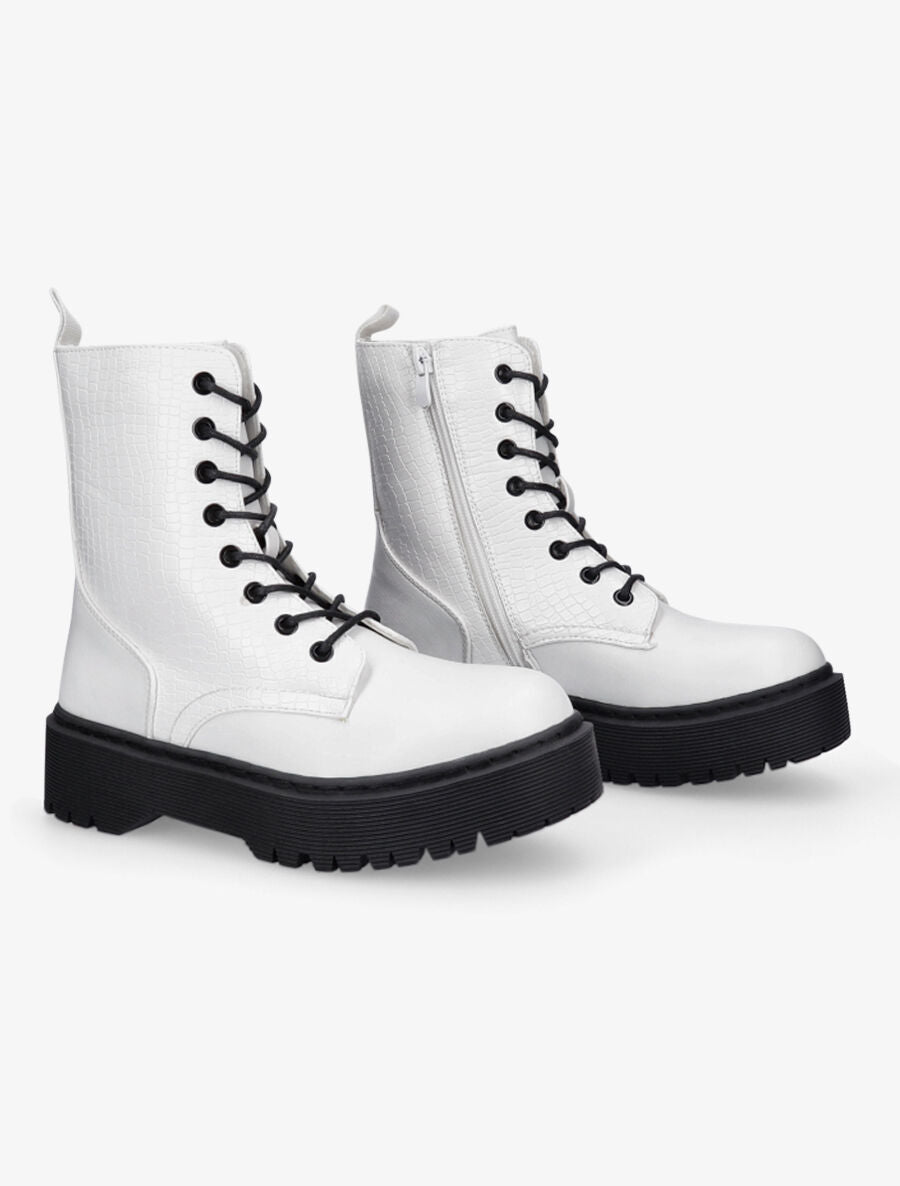 Boots montantes effet croco - Blanc - 4
