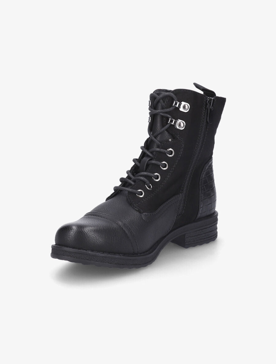 Bottines bi-matière et talon texturé - Noir - 3