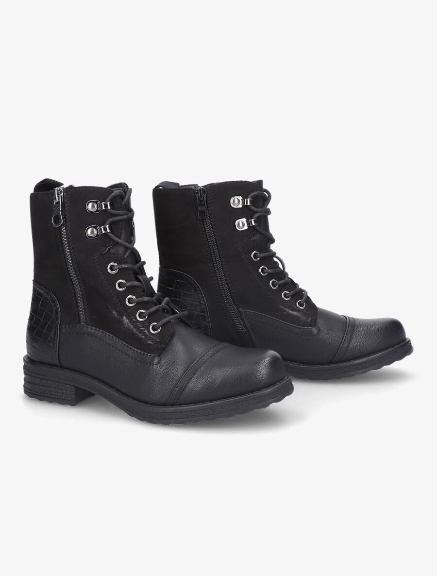 Bottines bi-matière et talon texturé - Noir - 4