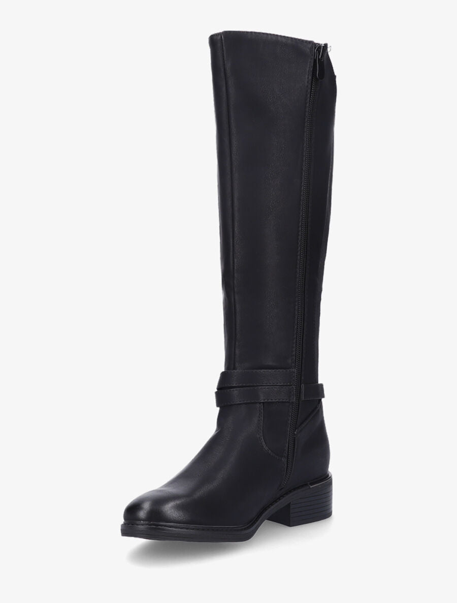 Bottes élastiquées en simili et empiècement métal - Noir - 3