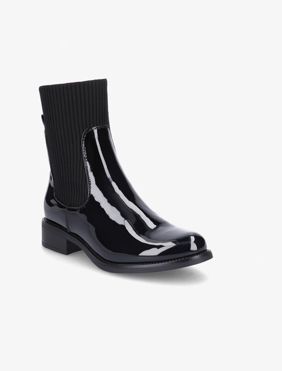 Bottines montantes en simili verni - Noir - 2