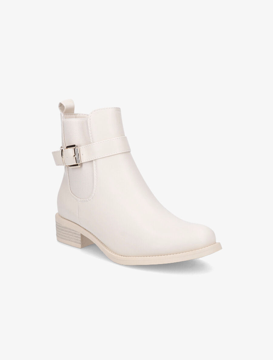Bottines plates en simili - Beige - 2