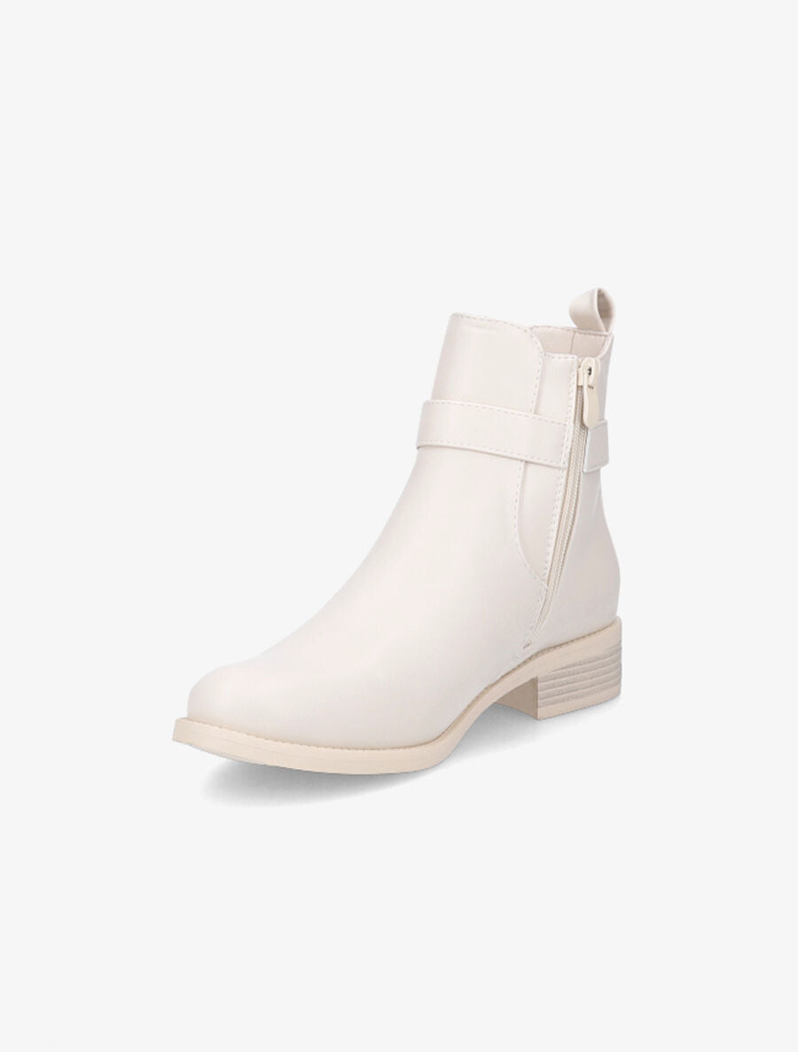 Bottines plates en simili - Beige - 3