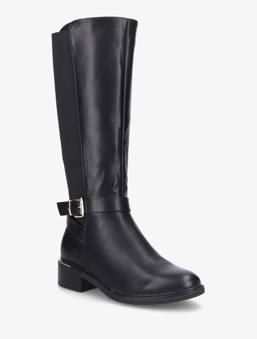 Bottes plates élastiquées en simili - Noir - 2