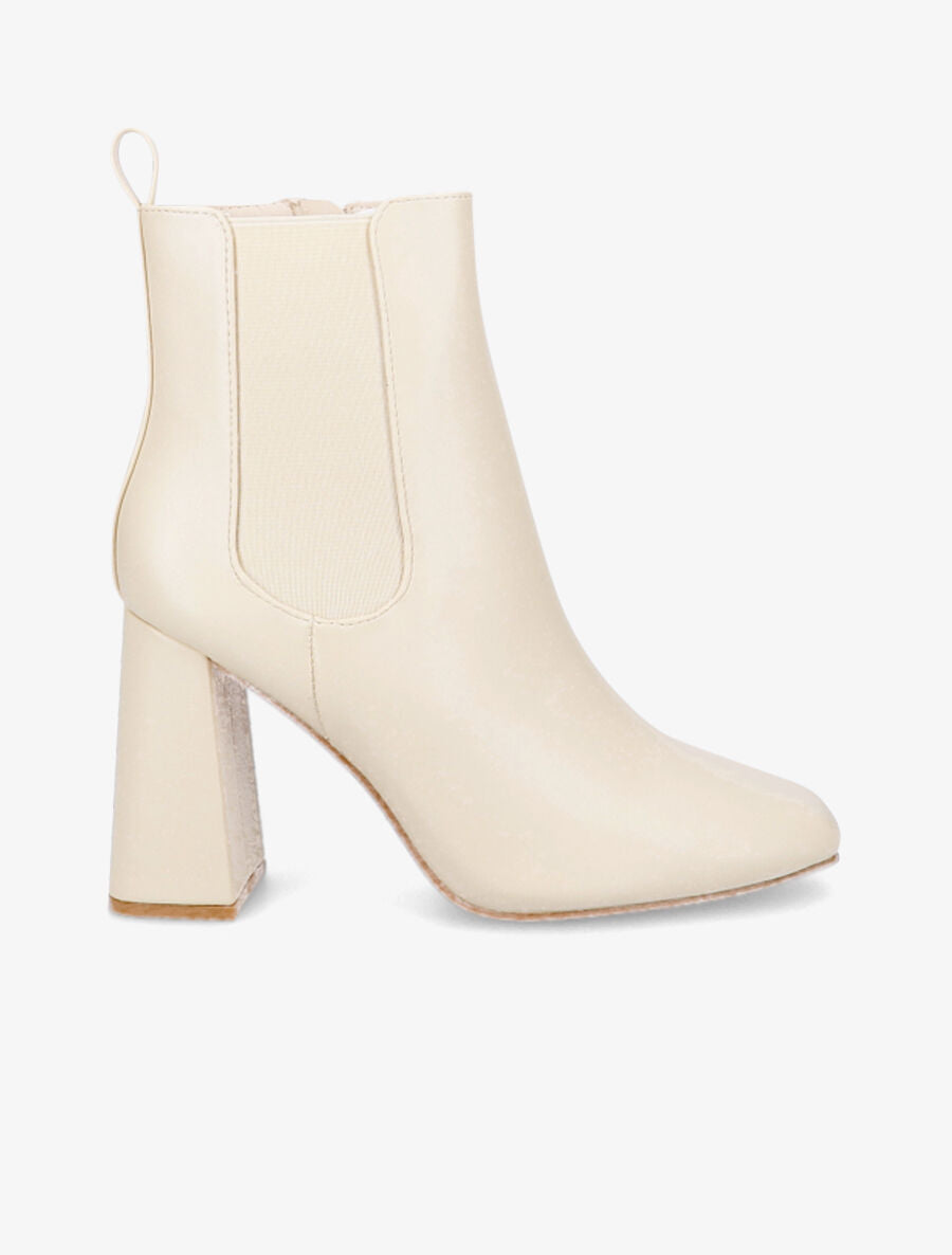 Bottines à talon haut et bout carré - Beige - 1