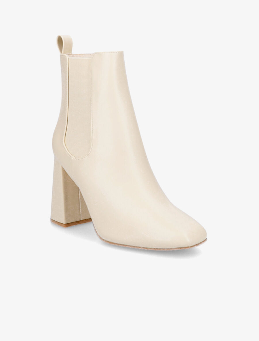 Bottines à talon haut et bout carré - Beige - 2