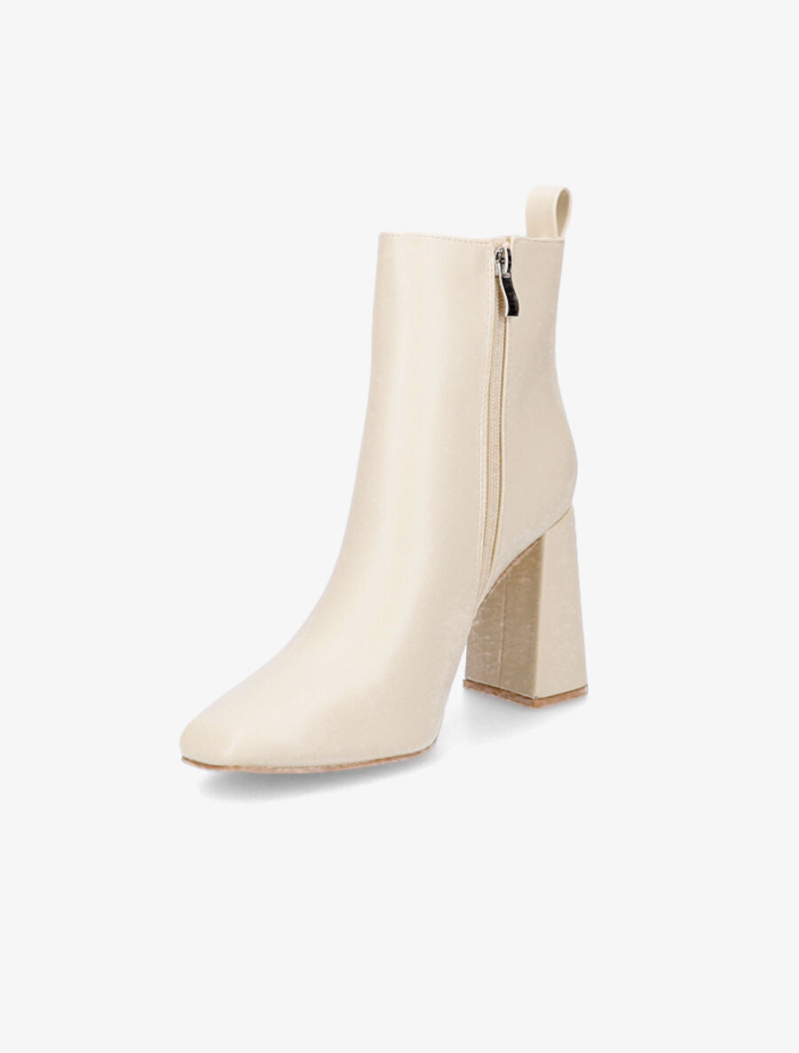 Bottines à talon haut et bout carré - Beige - 3