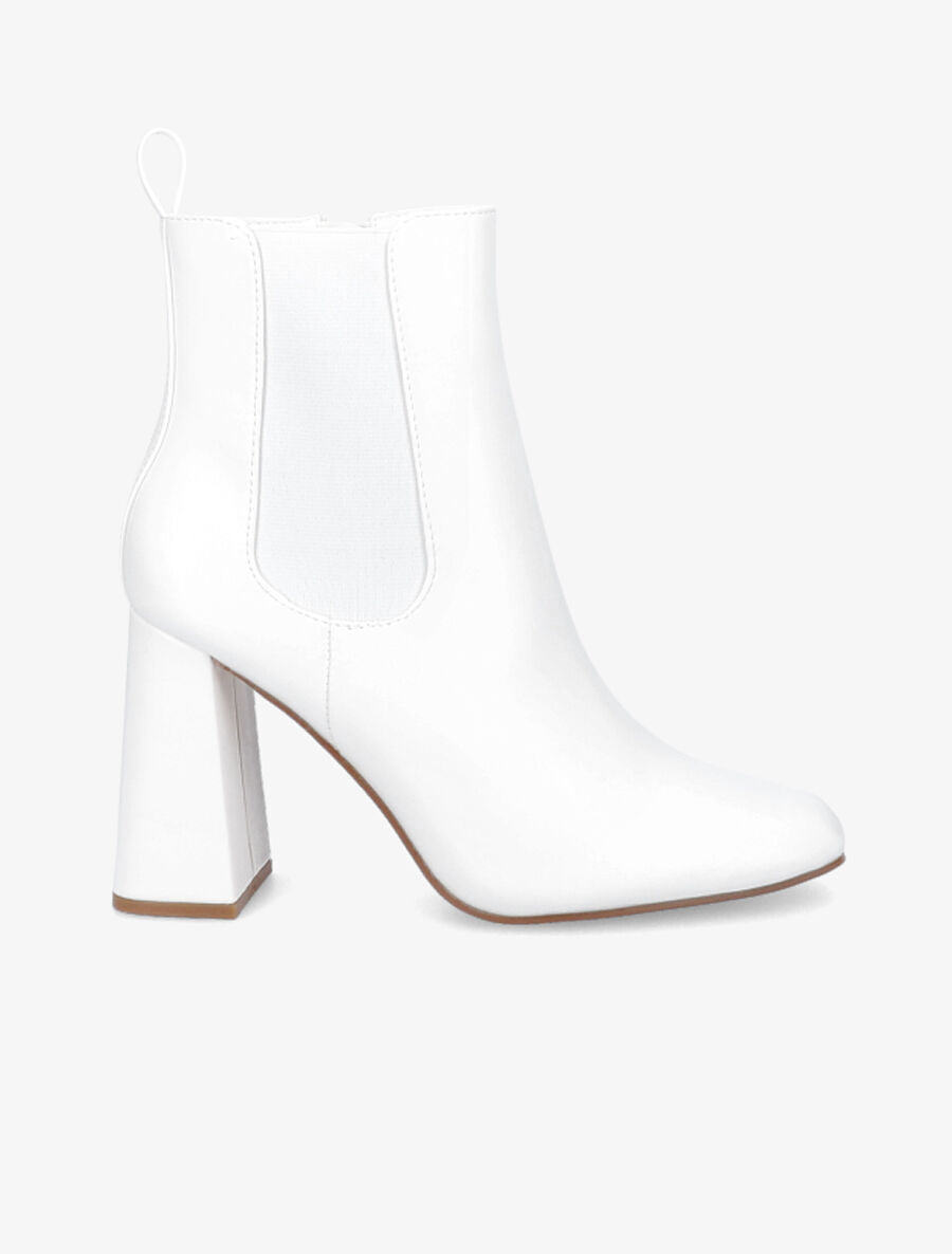 Bottines à talon haut et bout carré - Blanc - 1