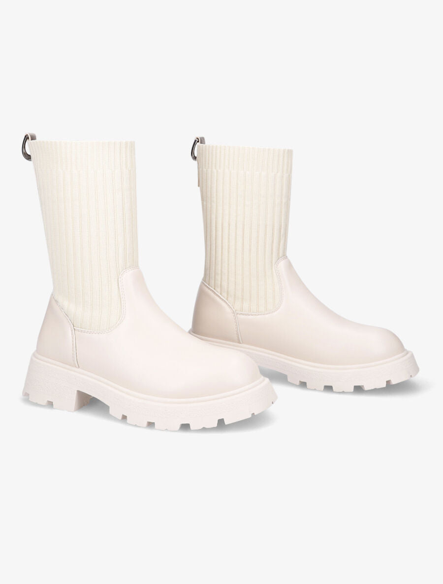 Bottines style chaussettes - Crème - 4