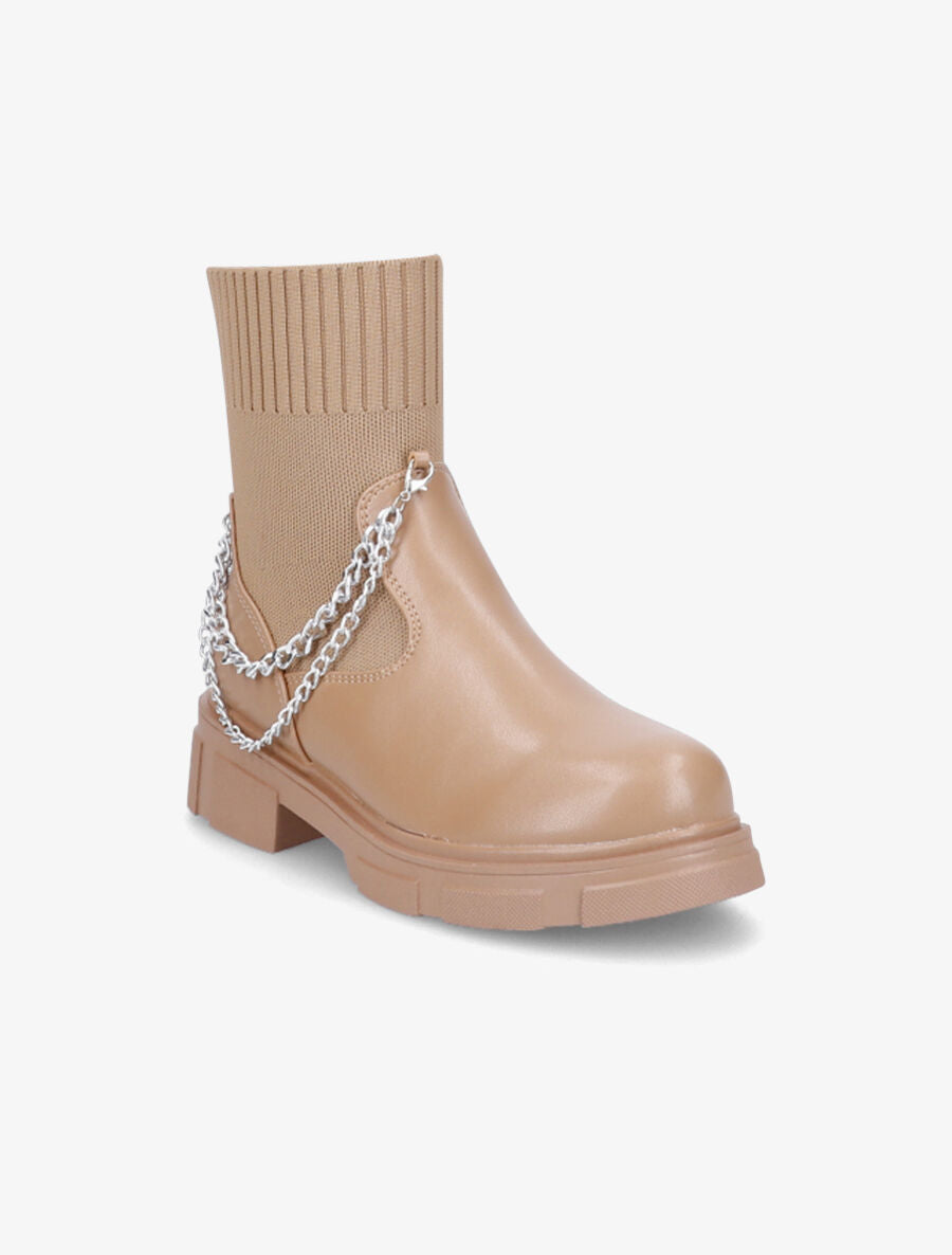Bottines chaussettes et chaînettes amovibles - Taupe - 2