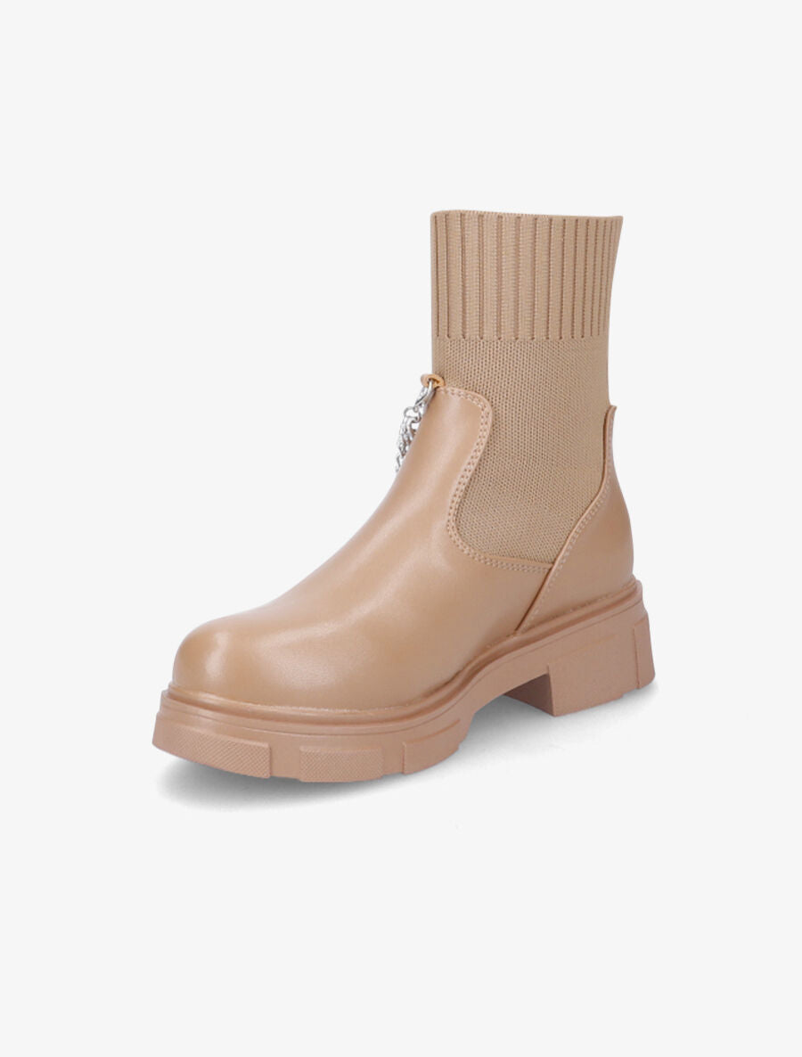 Bottines chaussettes et chaînettes amovibles - Taupe - 3