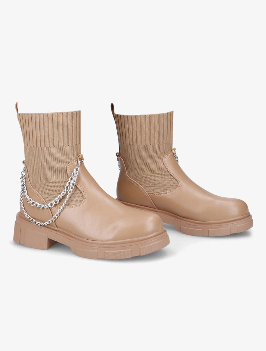 Bottines chaussettes et chaînettes amovibles - Taupe - 4